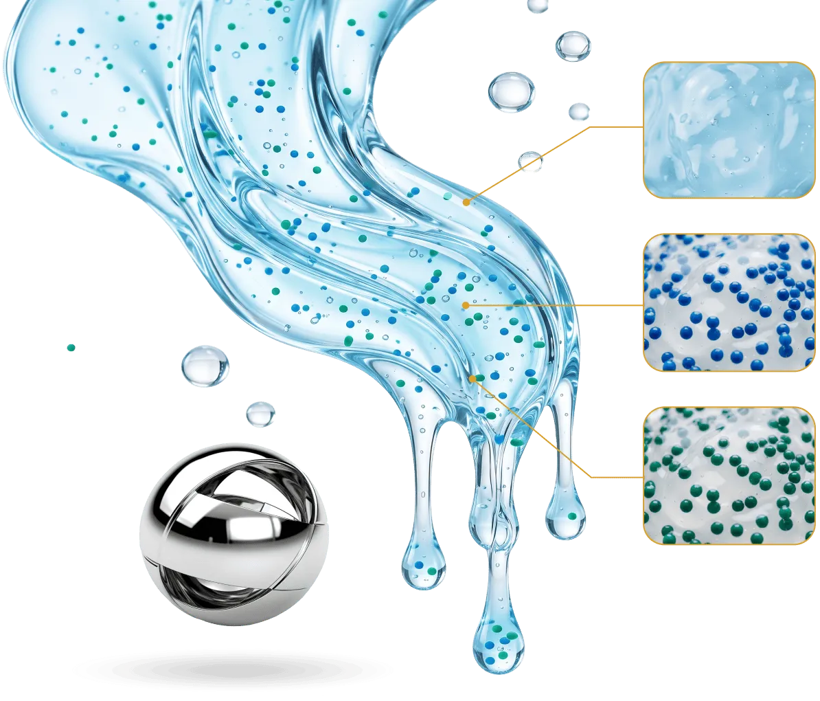 Close-up of the Kinzeno roller head with its five neodymium rollerballs